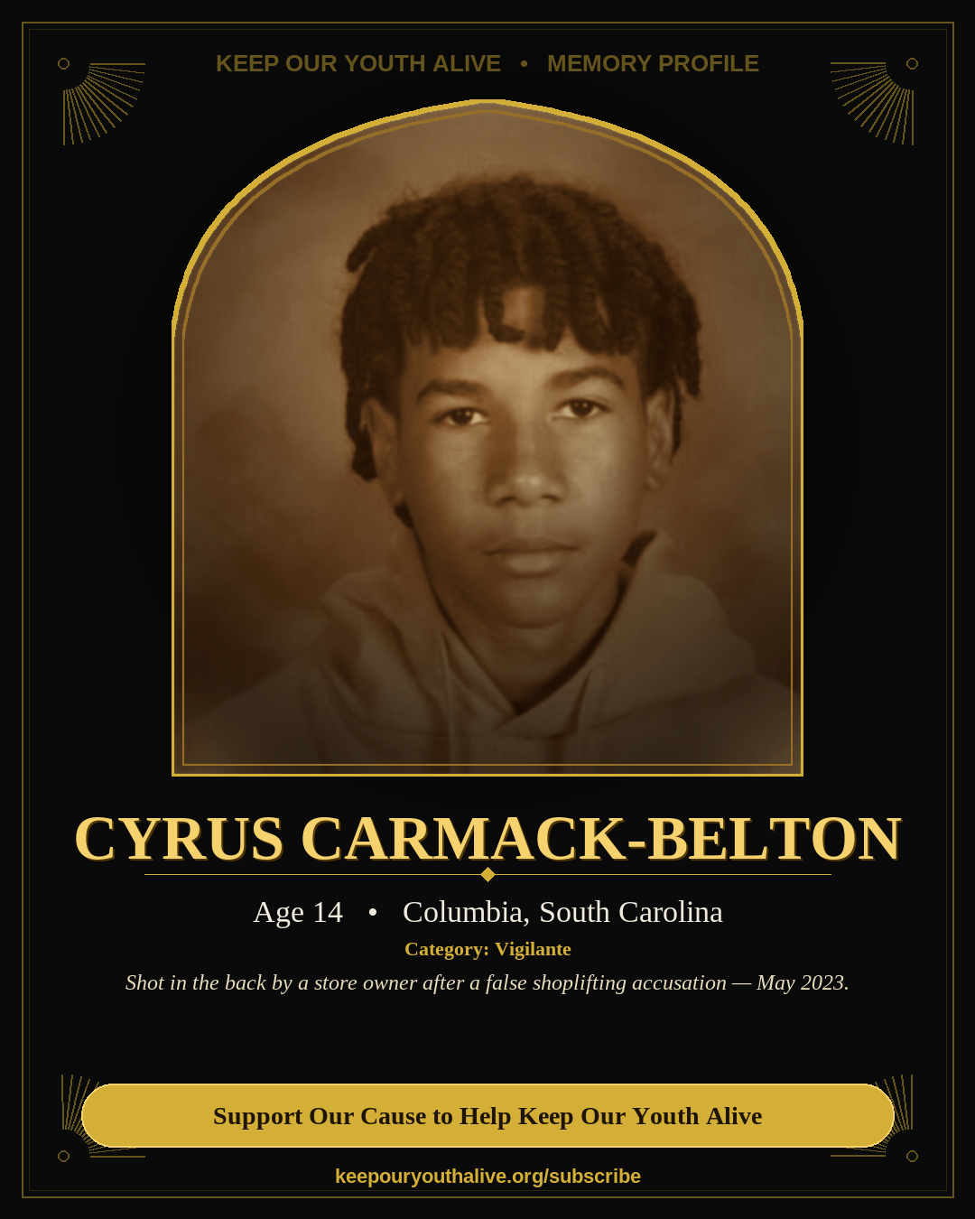 Cyrus Carmack-Belton — KOYA Memory Profile